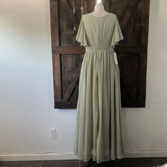 Lacería A-Line V-Neck Half Sleeves Long Chiffon with pockets - Picture 9 of 13